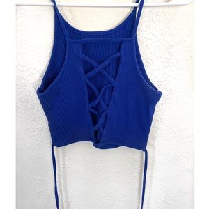 Active USA Ribbed Blue Crop top